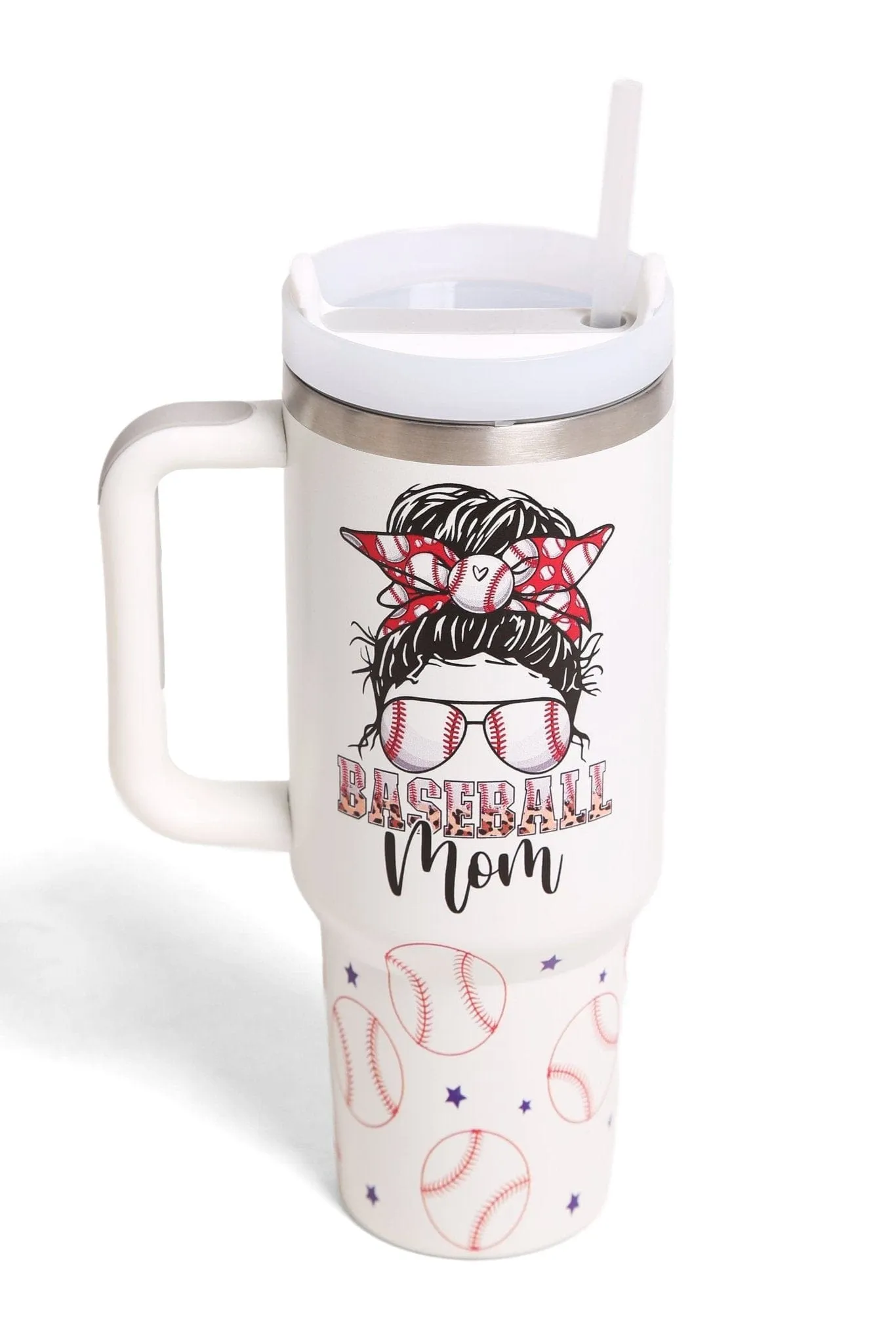 TUM809 Baseball/Football Mom 40 Oz Tumbler With Handle