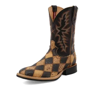 Twisted X Men's Ruff Stock Black Checkered Square Toe Boot