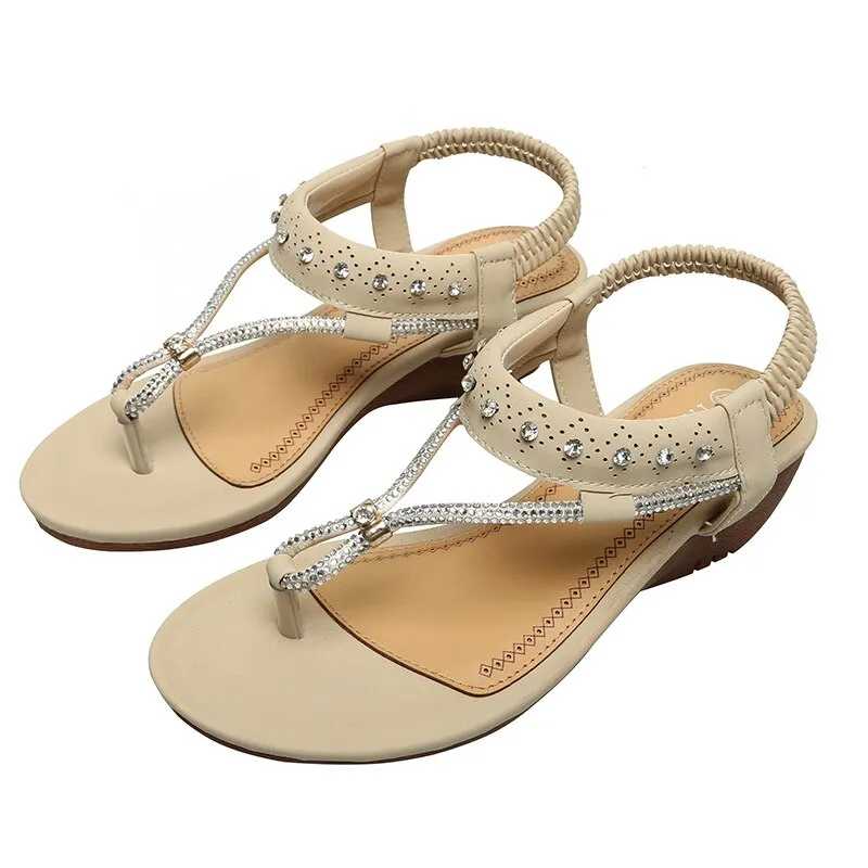 Vanccy Fashion Summer Shoes Woman Slip On Fashion Wedge Sandals