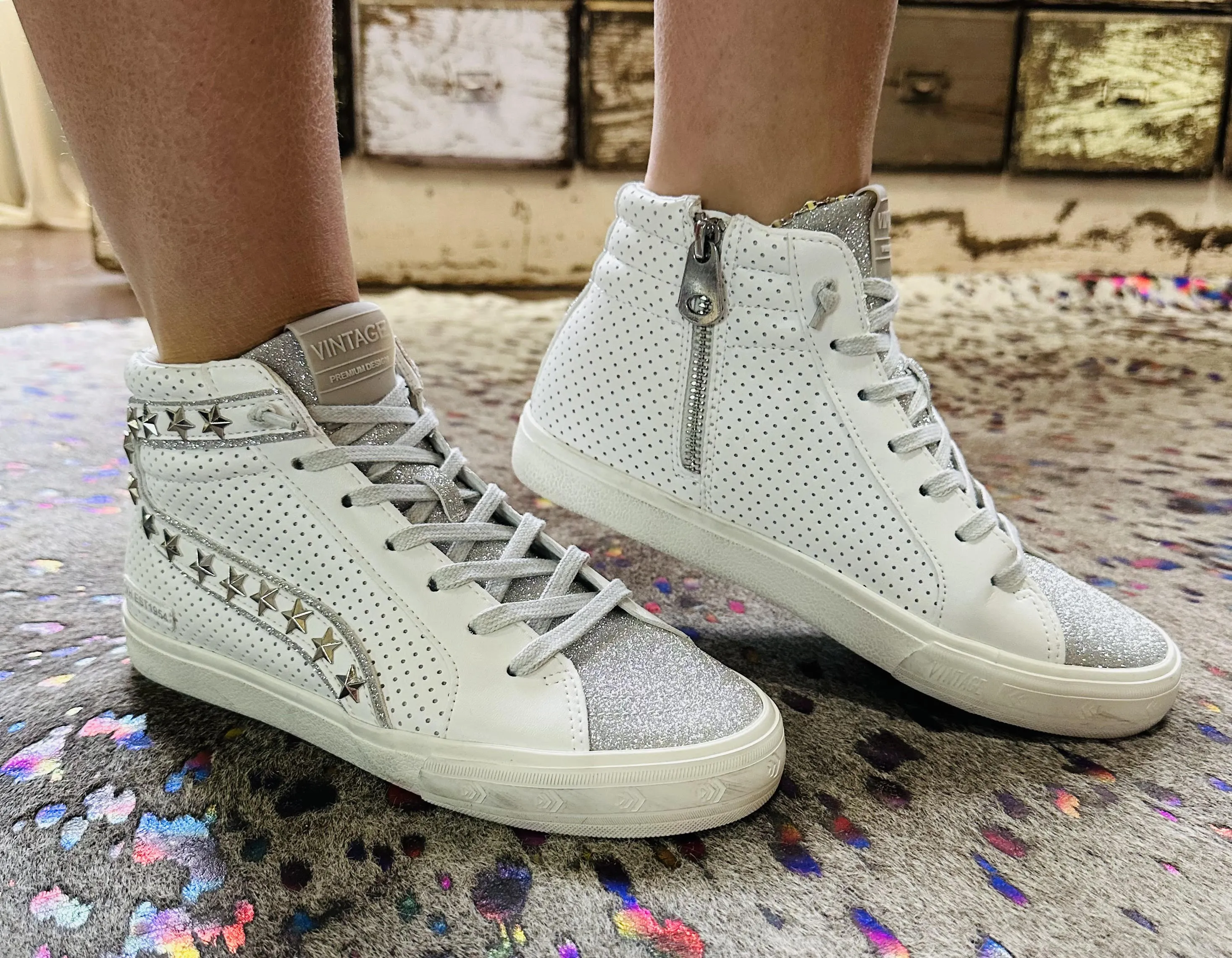 Vintage Havanna White Dotted High Sneaker