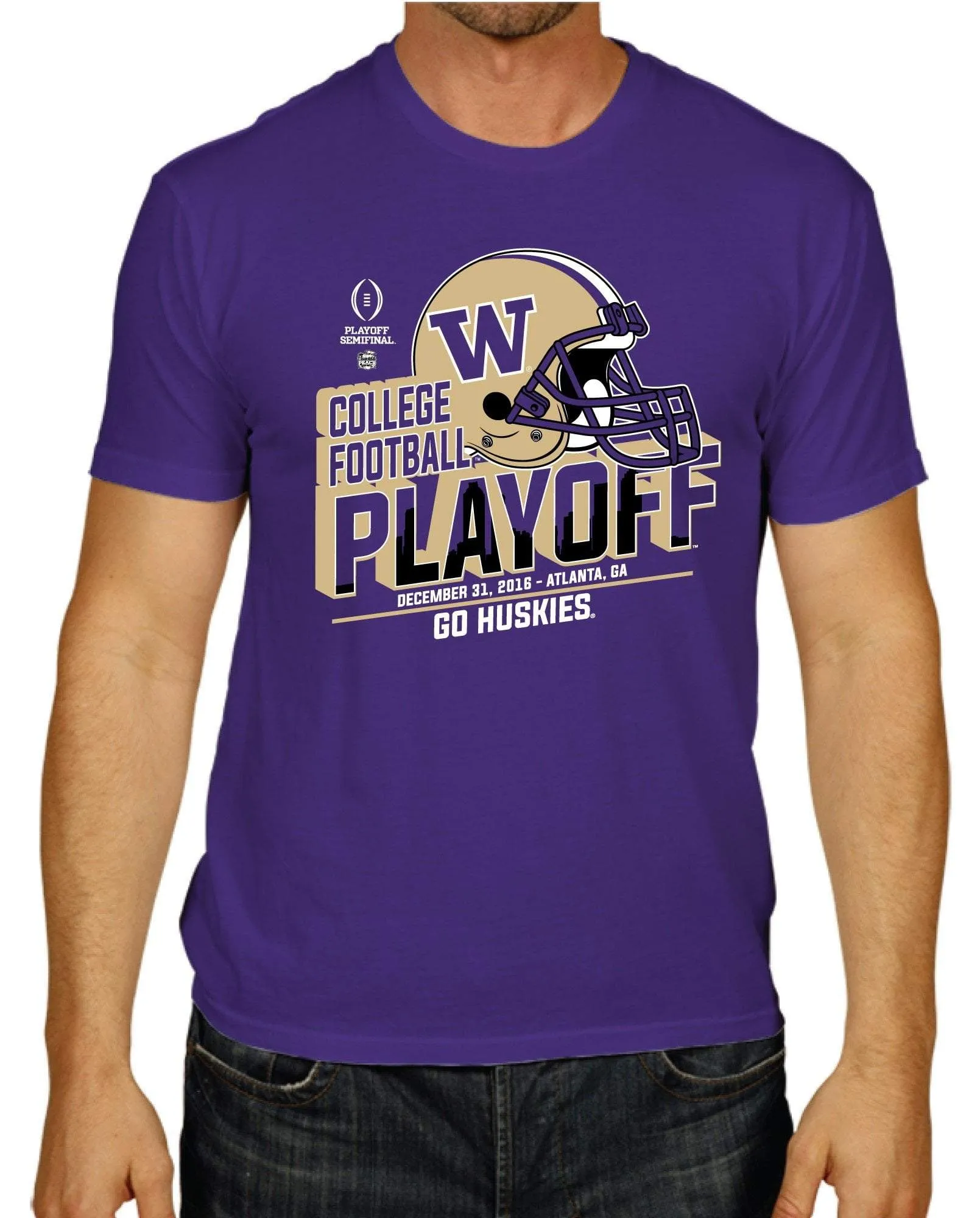 Washington Huskies 2017 College Football Playoff Semifinal Helmet T-Shirt