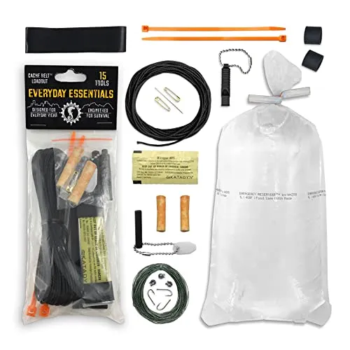 WAZOO Survival Gear Everyday Essentials Kit, 15 Tool Survival kit, Backpacking Kit, Camping Multi Tool kit, Made in The U.S.A.