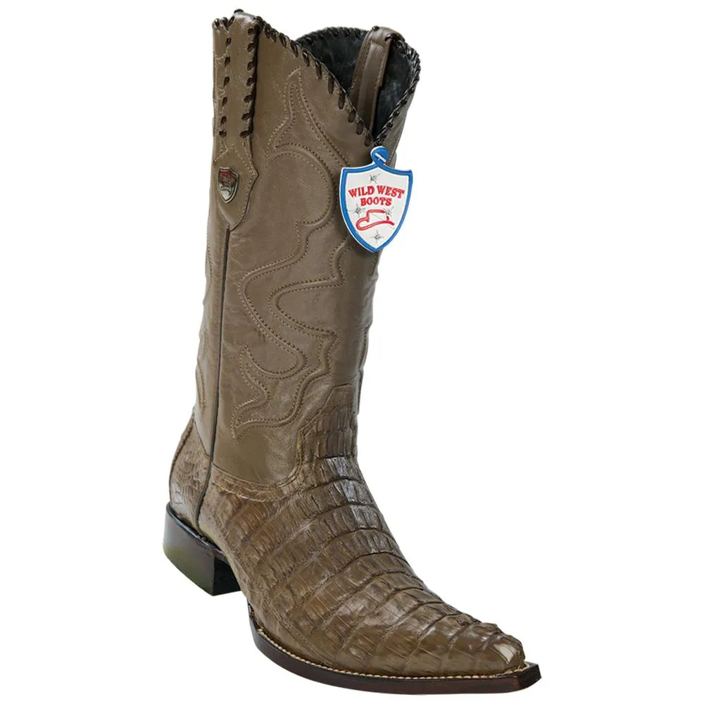 Wild West Boots #2950165 Men's | Color Mink | Men's Wild West Caiman Tail 3x Toe Boots Handcrafted