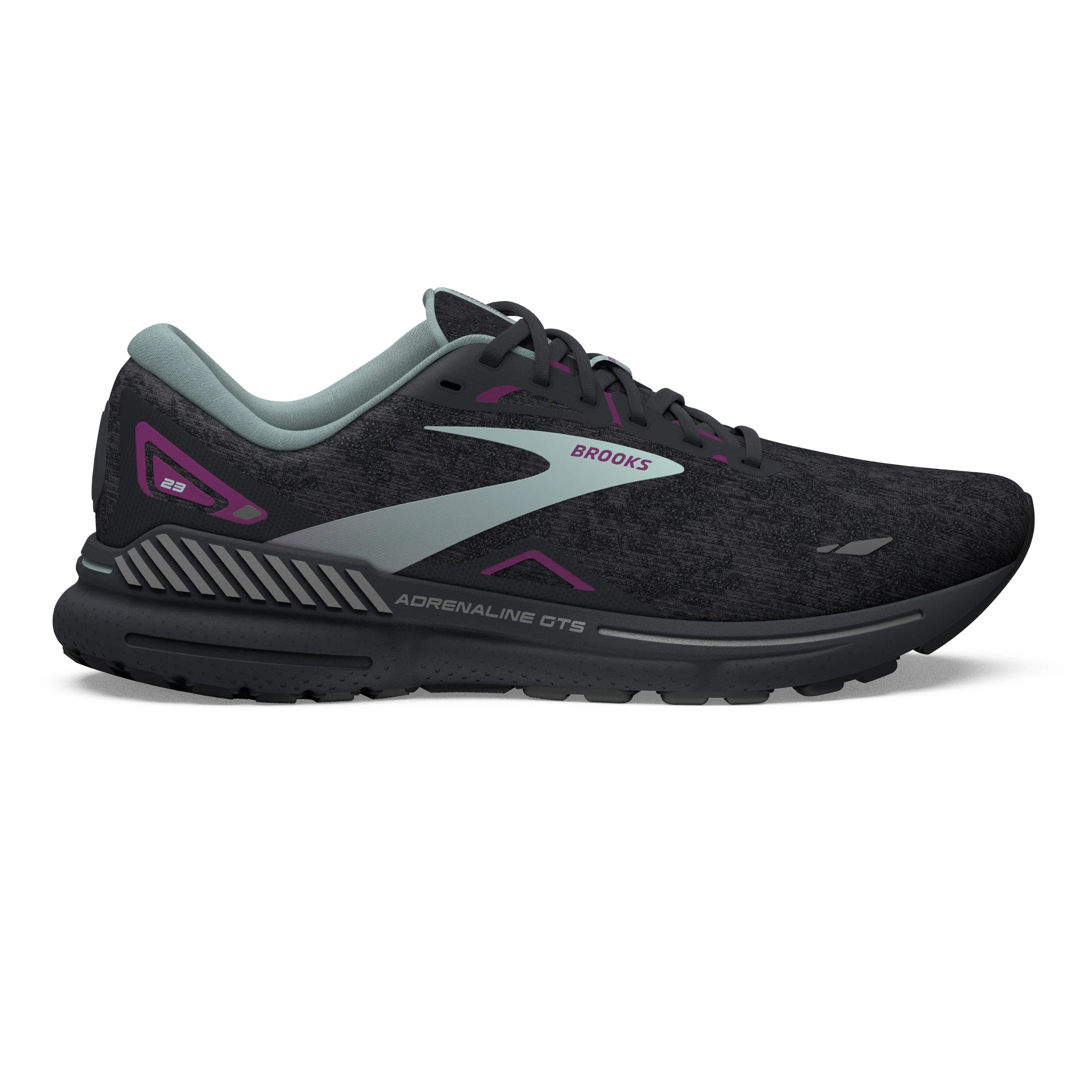 Women's Brooks Adrenaline GTS 23 Color: Black/Light Blue/Purple (WIDE WIDTH)