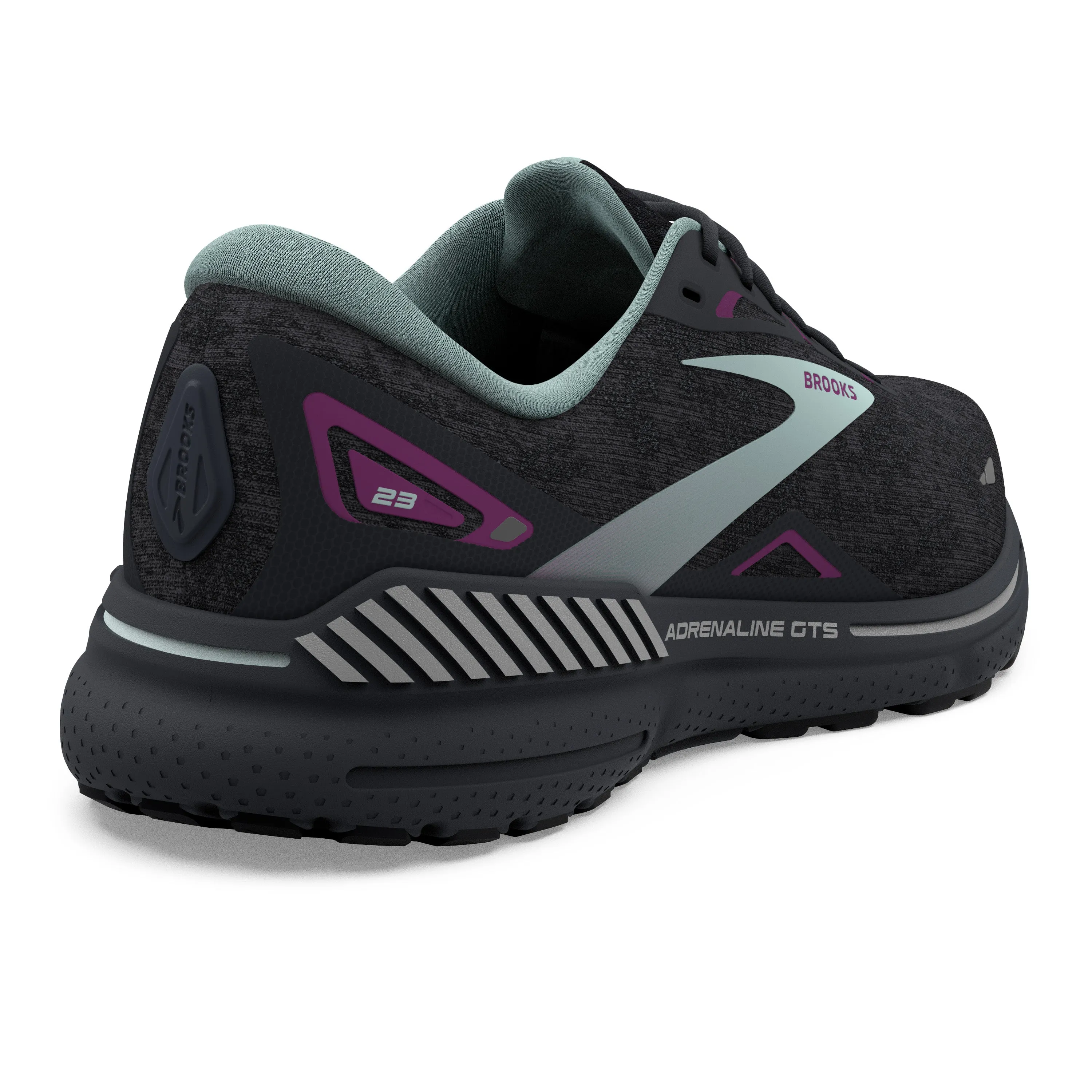 Women's Brooks Adrenaline GTS 23 Color: Black/Light Blue/Purple (WIDE WIDTH)