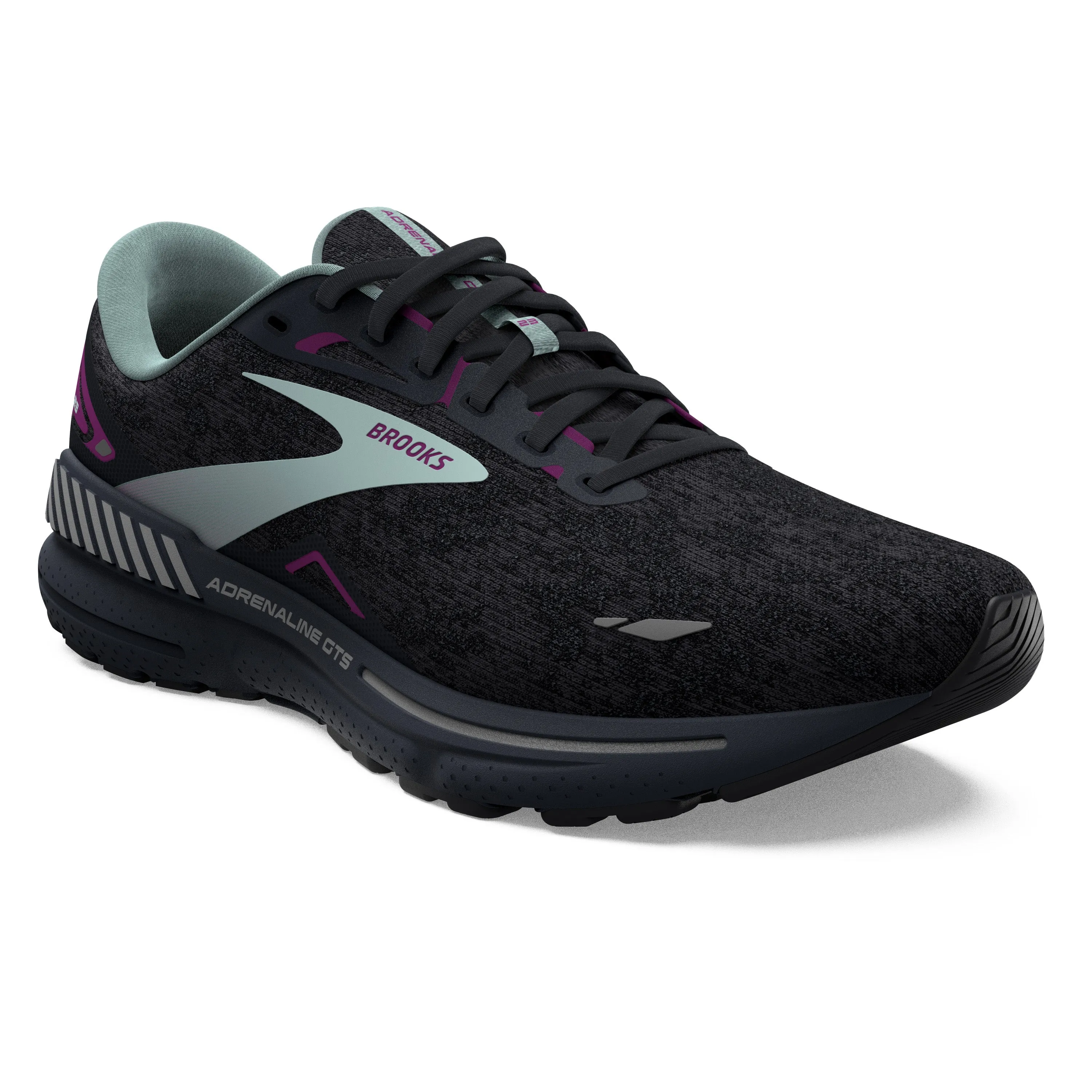 Women's Brooks Adrenaline GTS 23 Color: Black/Light Blue/Purple (WIDE WIDTH)