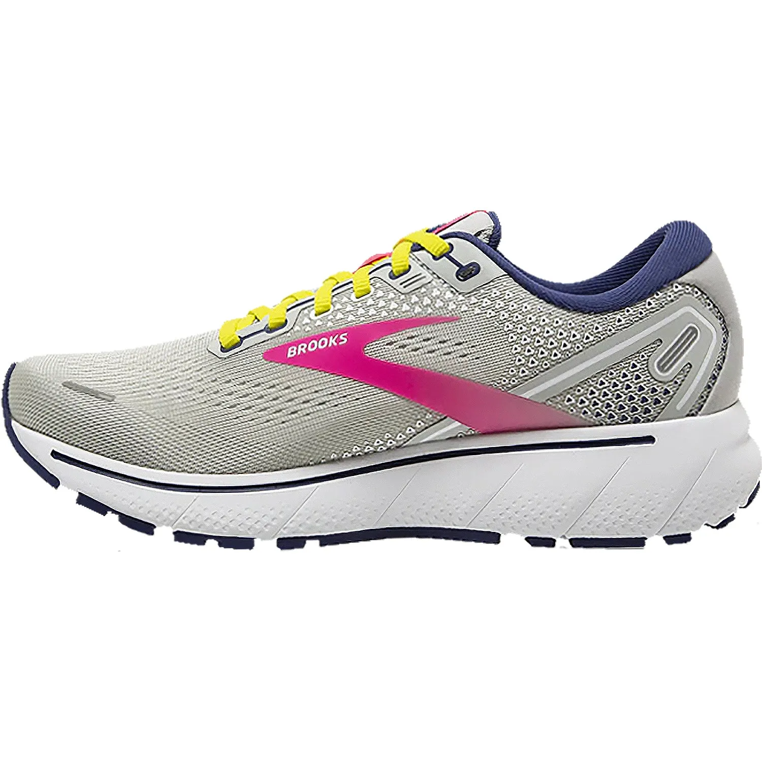 Women's Brooks Ghost 14 Grey/Pink/Sulphur Spring Mesh