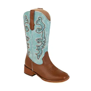 Women's Ethnic Pu Leather Embroidery Block Heel Mid Calf Boots