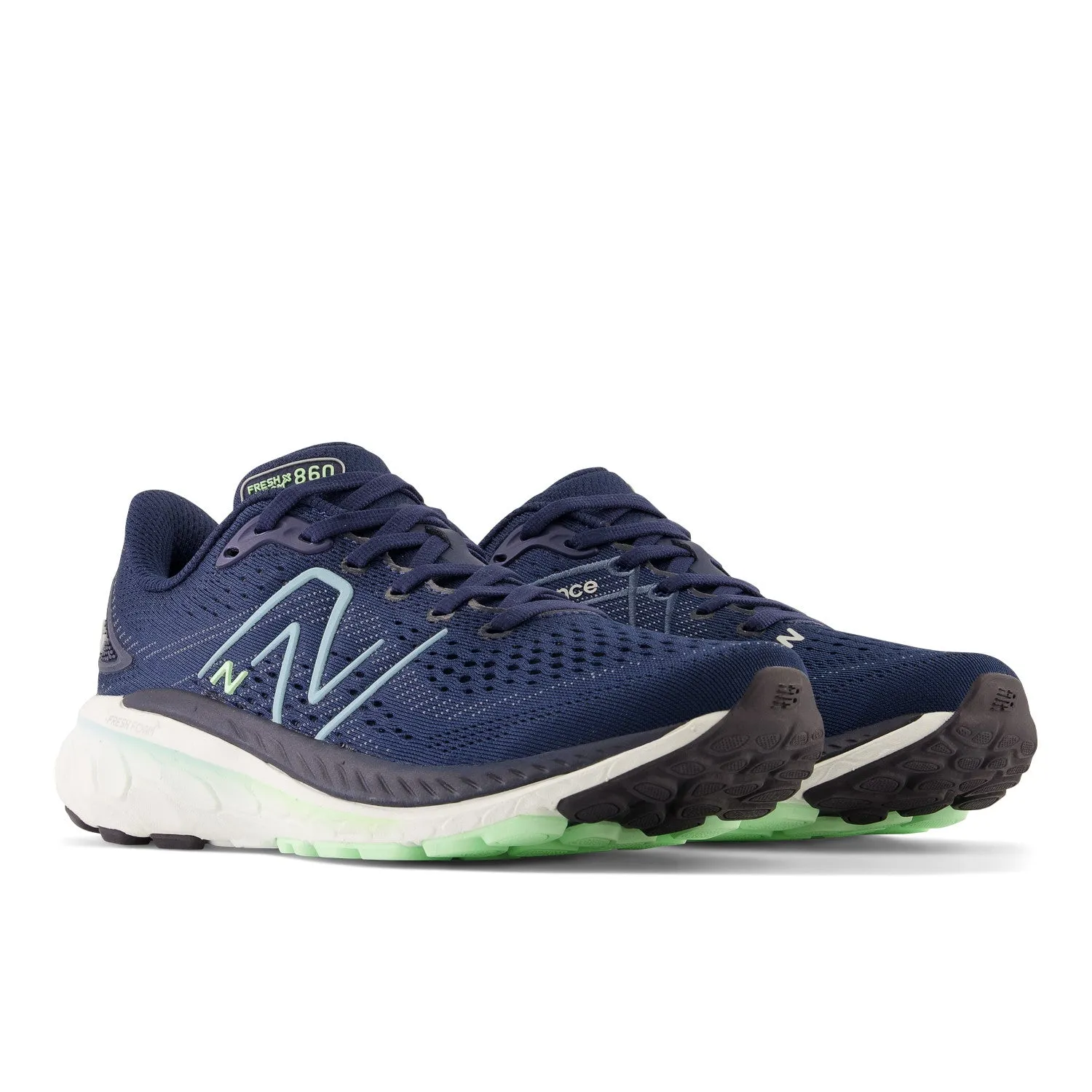 Women's New Balance Fresh Foam X 860v13 Color: Nb Navy with Bleach Blue and Green Aura