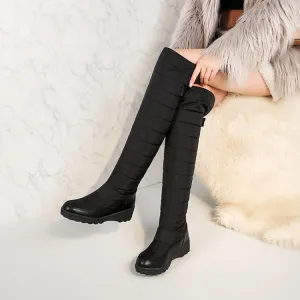 Women's Wedge Heels Down Knee High Boots for Winter