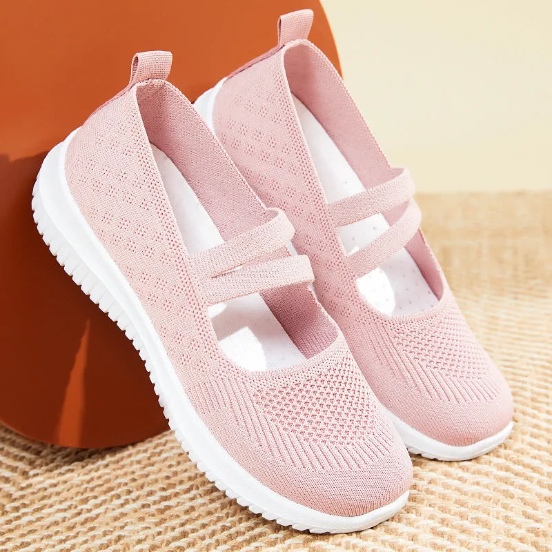 Womens Woven Breathable Mesh Soft Sole Lightweight Sneakers