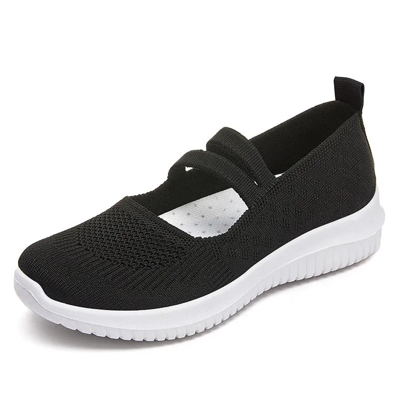 Womens Woven Breathable Mesh Soft Sole Lightweight Sneakers