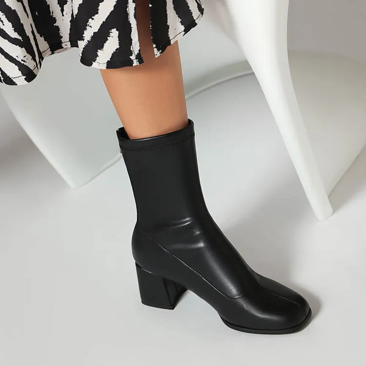 Women's Zipper Block Heel Ankle Boots