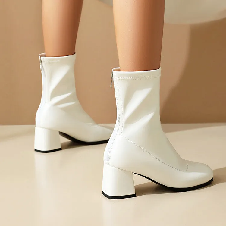 Women's Zipper Block Heel Ankle Boots