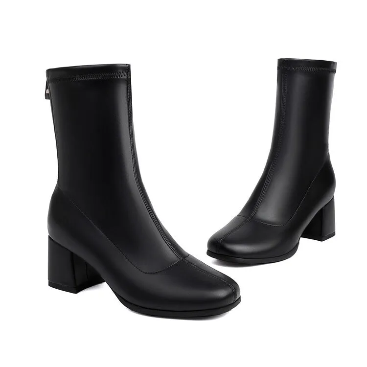 Women's Zipper Block Heel Ankle Boots