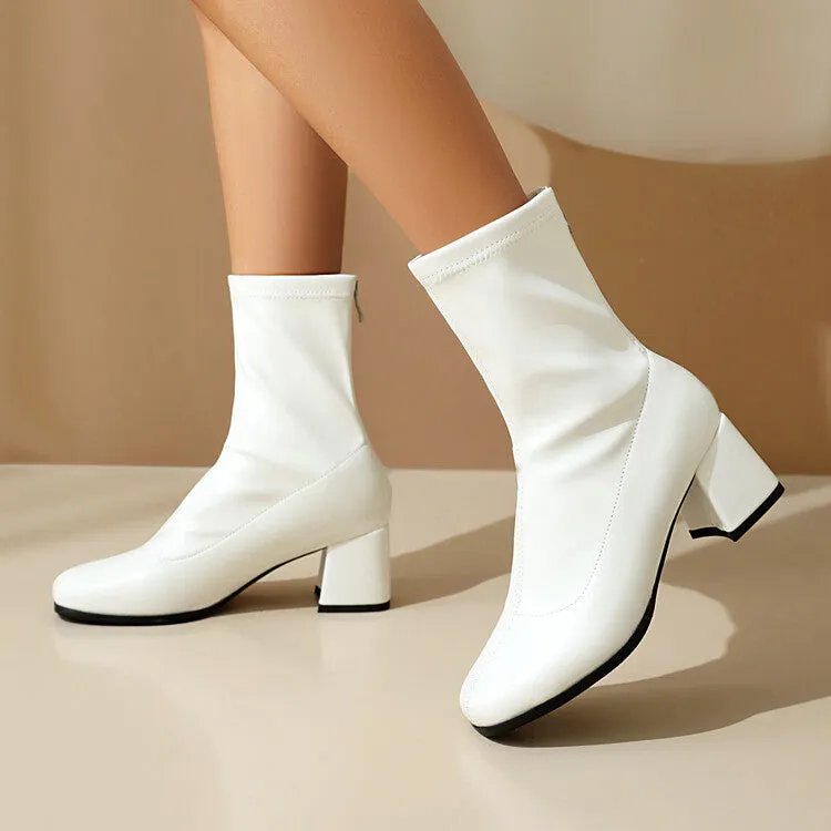 Women's Zipper Block Heel Ankle Boots