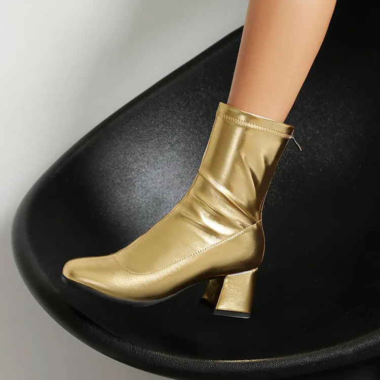 Women's Zipper Block Heel Ankle Boots