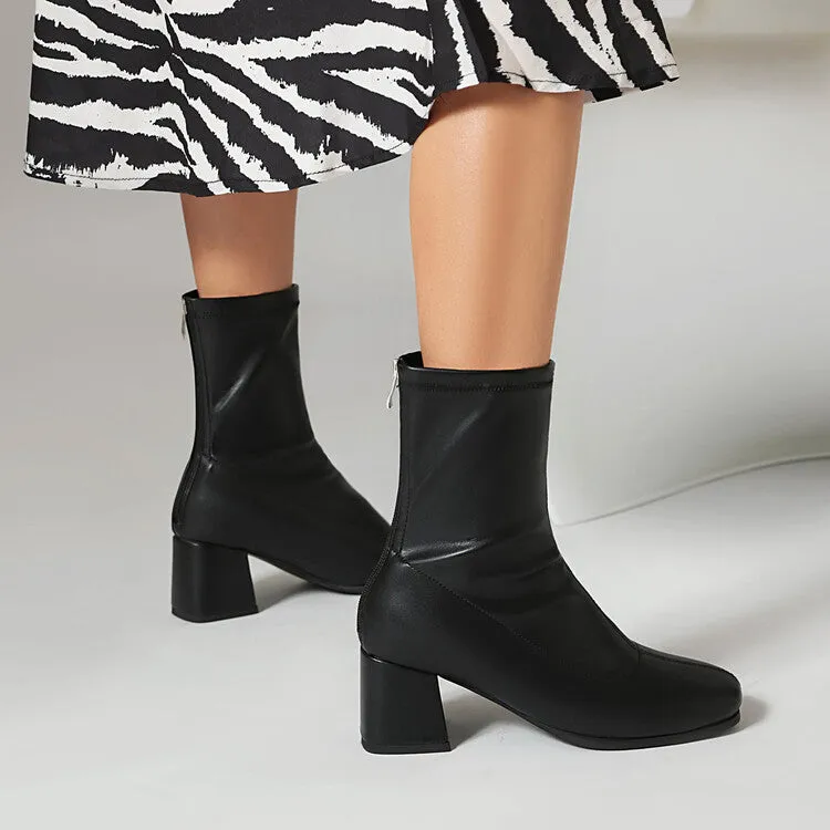 Women's Zipper Block Heel Ankle Boots