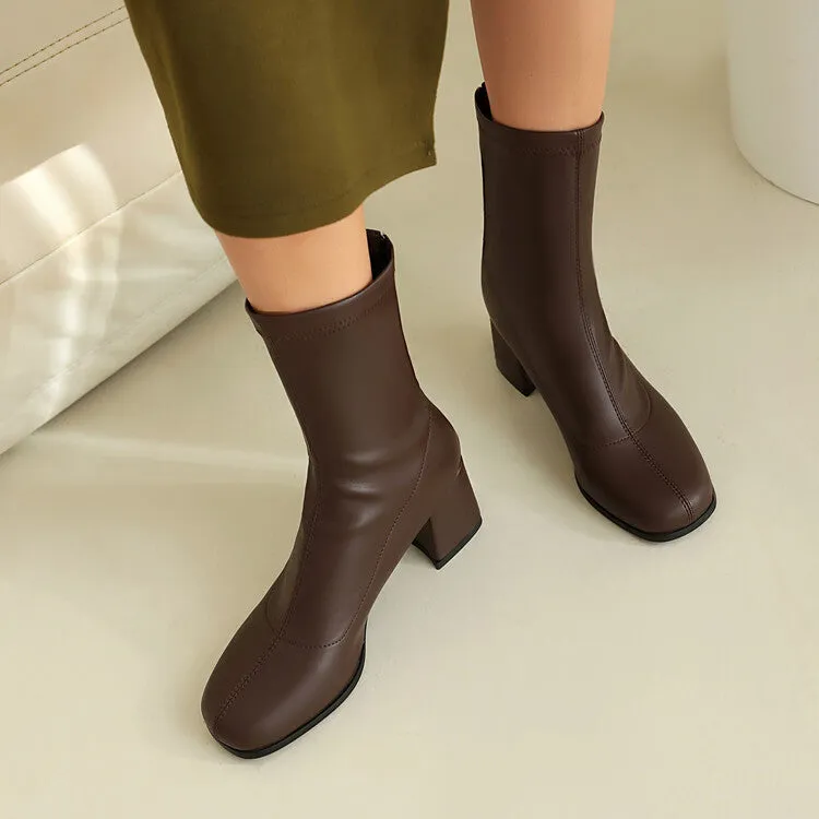 Women's Zipper Block Heel Ankle Boots