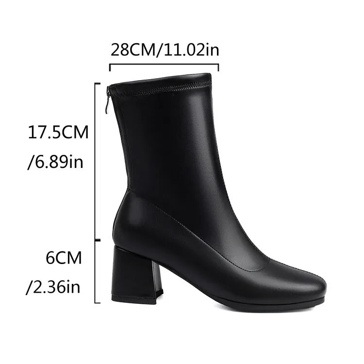 Women's Zipper Block Heel Ankle Boots