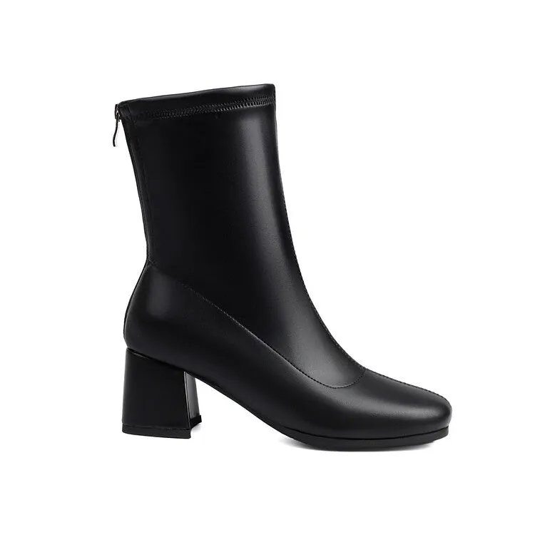 Women's Zipper Block Heel Ankle Boots