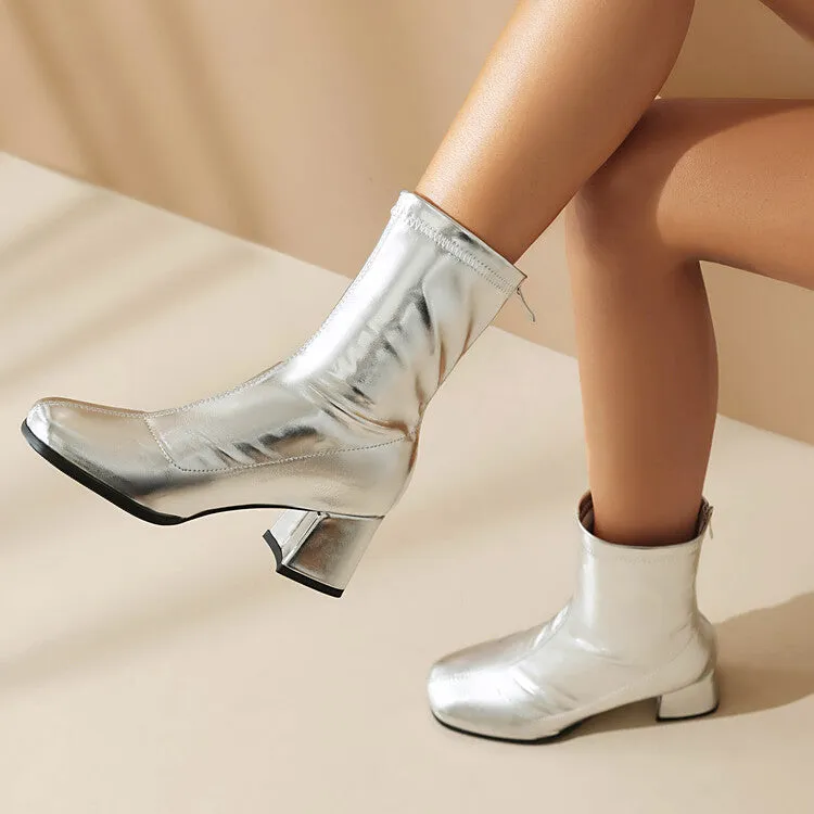 Women's Zipper Block Heel Ankle Boots